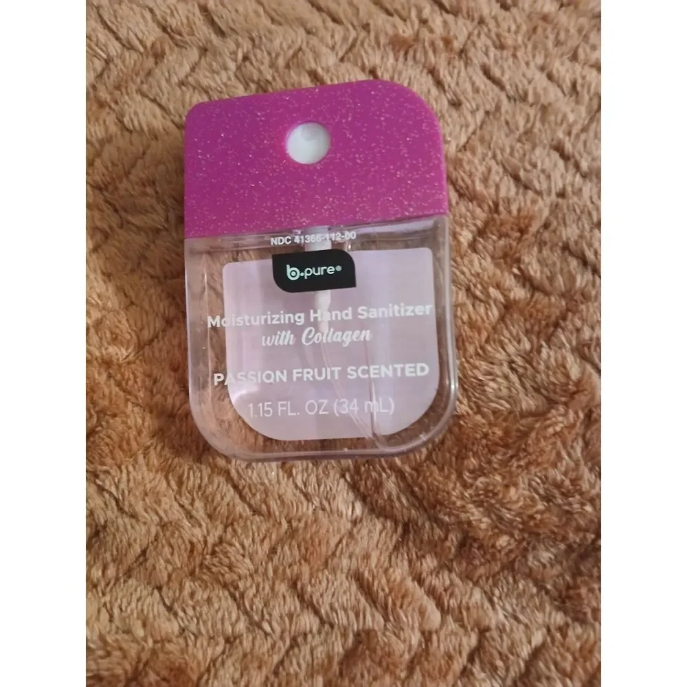 B.Pure Hand Sanitizer Lot of 4 1.15 oz + 2 Clip Holders Assorted